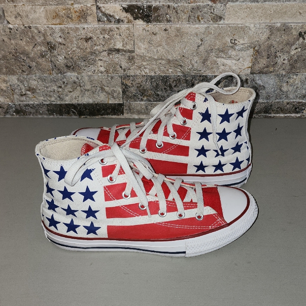 Converse All Star Red White and Blue Star High-Top Sneakers